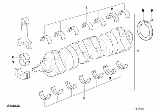 Casquillo de cojinete con guía amarillo OEM 11212241940 para BMW E30, E36, E28, E34, E39, E38, Z1, Z3... y más. Original BMW.