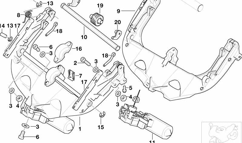 Perno de unión L=30 OEM 46632313834 para motos BMW R850RT, R1100RT, R1150RT, R1150RS. Original BMW Motorrad.