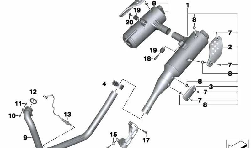 Catalizador y silencioso trasero OEM 18127681000 para BMW Motorrad F 650 GS (FR13), F 650 GS Dakar (FR13), G 650 GS (GR13). Modelos compatibles: 0175, 0176, 0178, 0180. Original BMW Motorrad.