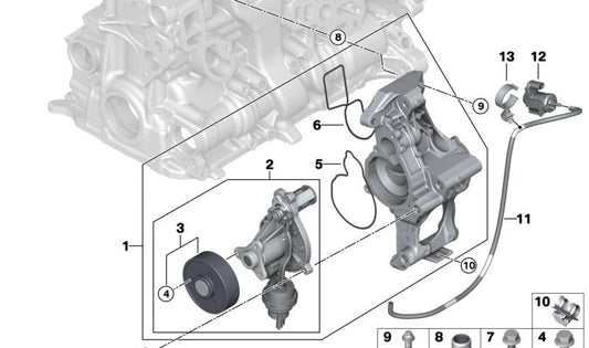 Soporte de manguera OEM 11518647783 para BMW F20 y F21 (120i, 125i) con motor B48, transmisión manual o automática. Original BMW.