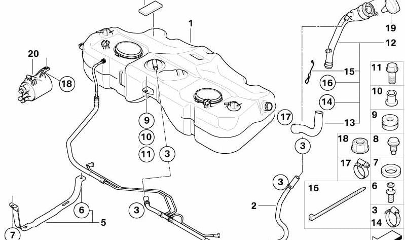 Tubo flexible de combustible OEM 16136763840 para MINI R50, R52, R53. Original MINI.