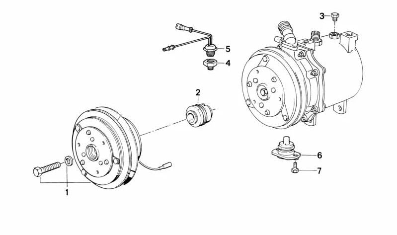 Interruptor de temperatura OEM 64528391732 para BMW E34, E36. Pieza original BMW. Ideal para sistemas de climatización y compresores de aire acondicionado.