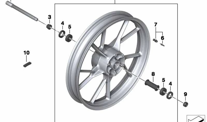 Tubo distanciador delantero OEM 36318525616 para ruedas de fundición en motos BMW F 700 GS (K70) 2012-2018. Original BMW Motorrad.
