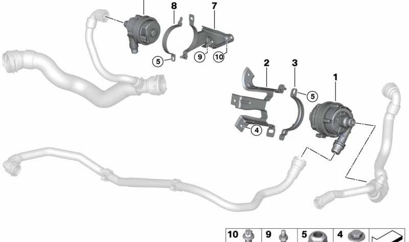 Bomba de agua eléctrica OEM 11515A30244 para BMW G20, G20N, G21N, G22, G23, G26, G26N, G30N, G31N, G32N, G01N, G02N, G05, G18, G06, G07. Original BMW.