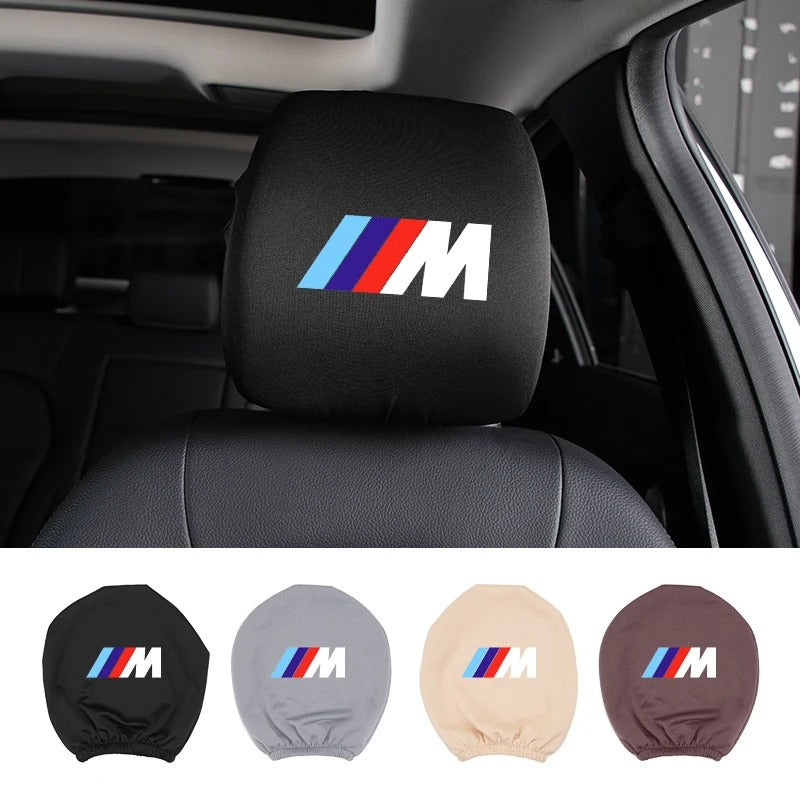 Funda Elástica para Reposacabezas con Logo ///M – Algodón, Lavable, Universal y Antisuciedad