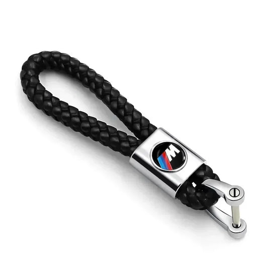 BMW Keychain /// M - Couro preto trançado com engate metálico