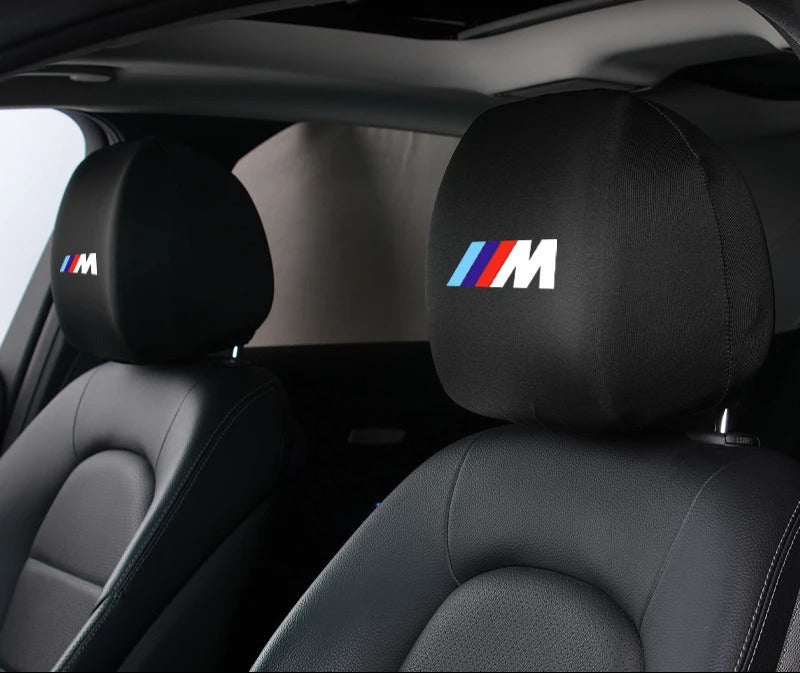 Funda Elástica para Reposacabezas con Logo ///M – Algodón, Lavable, Universal y Antisuciedad