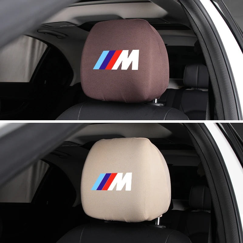 Funda Elástica para Reposacabezas con Logo ///M – Algodón, Lavable, Universal y Antisuciedad
