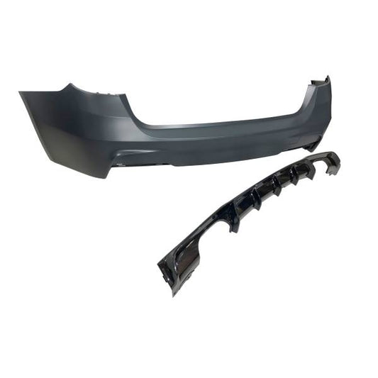 Paragolpes Trasero BMW F31 Look M Performance 2 Salidas doble Brillante Negro