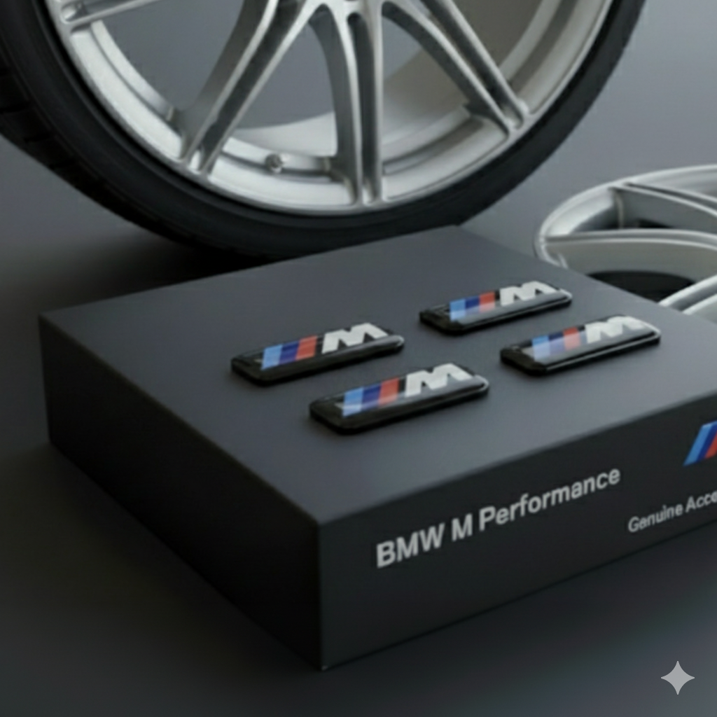 Placa de emblema M para pneus (4 unidades). BMW original