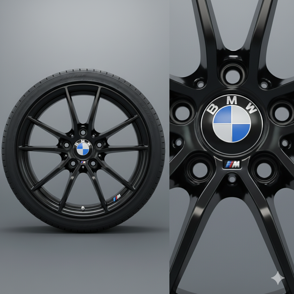 Plaquita Emblema Logo BMW ///M para Llantas y Ruedas (Set 4 Pegatinas Adhesivas). Original BMW