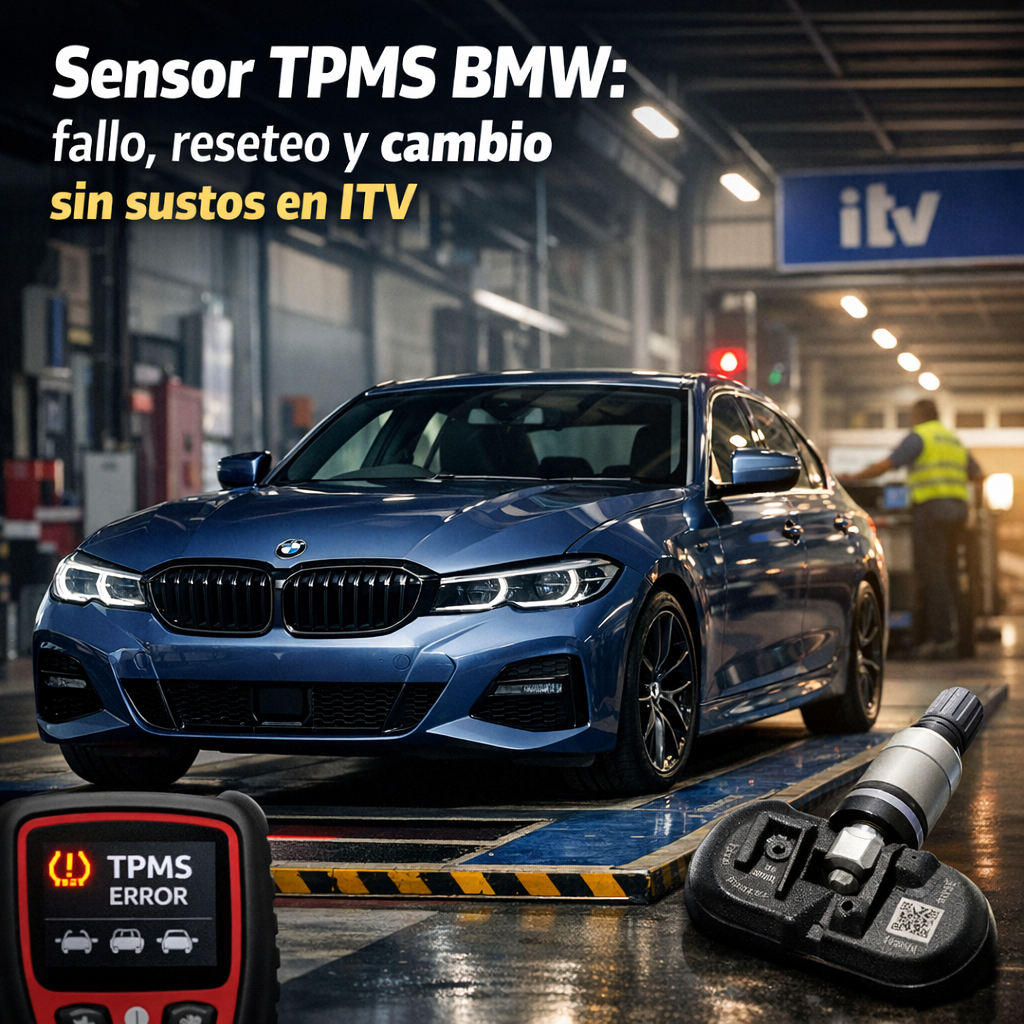 Sensor TPMS BMW: fallo, reseteo y cambio sin sustos en ITV