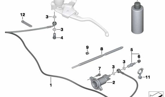 Conducto de embrague transmisor/receptor OEM 21527724775 para motos BMW R1200R (K27). Original BMW Motorrad.