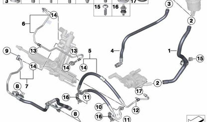 Tubo de succión dirección asistida OEM 32412284411 para BMW F10, F06, F12, F13 M5 y M6. Original BMW.