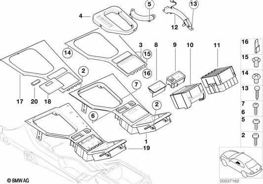 Zentralkonsolenboden für BMW E39 (OEM 51168196971). Original BMW