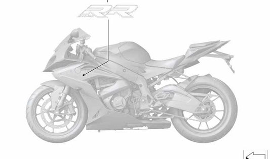 Inscripción izquierda OEM 51148553753 para motos BMW S 1000 RR (K46) 2014-2016. Original BMW Motorrad.
