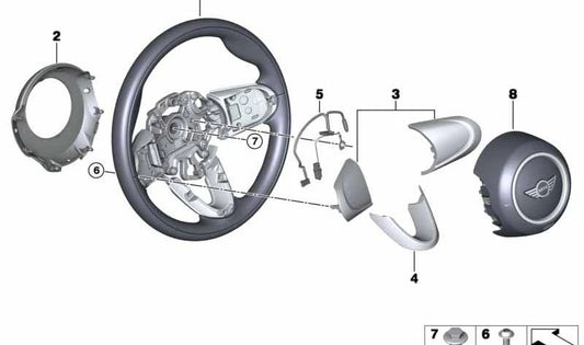 Cable de conexión para volante OEM 32306864897 para MINI F54, F55, F56, F57 y F60. Compatible con versiones Cooper y Cooper D. Original MINI.