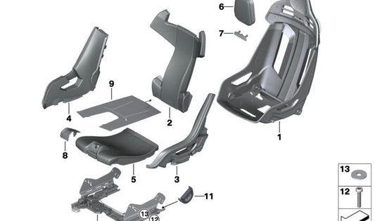 Seat cushion OEM 52107887706 for BMW G82. Original BMW.
