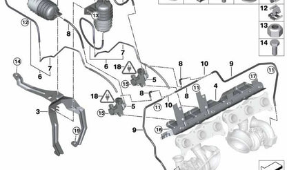 Válvula de control presión turbo OEM 11747626350 para BMW E82, E88, E90, E91, E92, E93, E60, E61, F07, F10, F11, F12, F13, F01, F02, F04, E70, E71, E72, E89. Original BMW.
