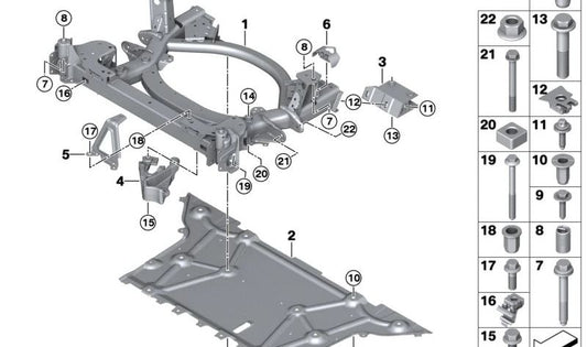 Tuerca remache ciega M8 OEM 07148832104 para BMW G26E, G26F. Compatible con soportes de eje delantero y compresores A/C eléctricos. Repuesto original BMW.