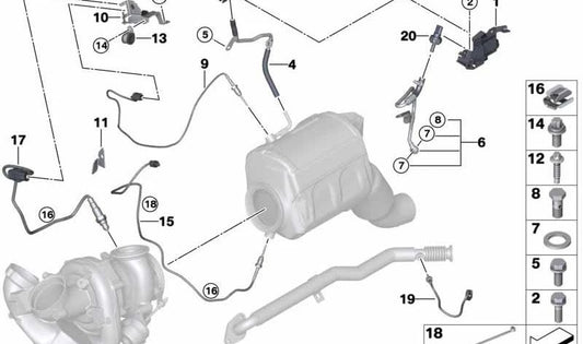 Placa de sujeción OEM 13628519144 para BMW F10, F11, F01, F02, E70, F15, E71, F16. Original BMW.