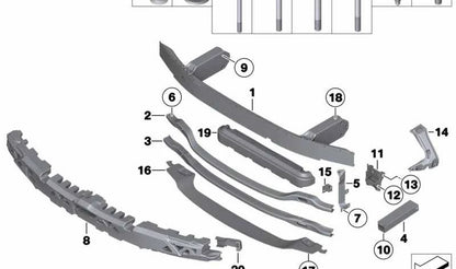 Soporte inferior paragolpes delantero OEM 51118037631 para BMW F10, F11. Original BMW.