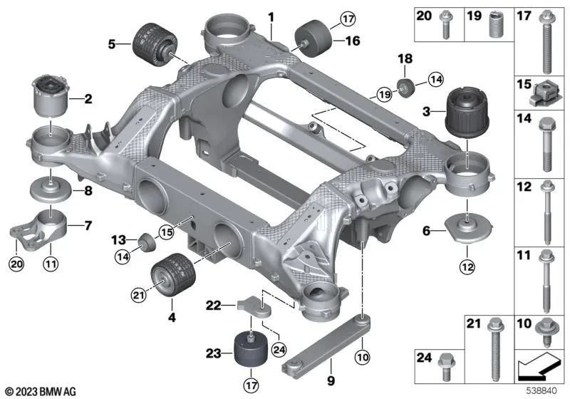 Assorbitore di vibrazioni per la BMW G60, G70 (OEM 33176894068). BMW originale