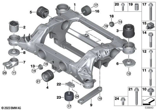 Schubstrebe para BMW G70 (OEM 33308839024). Original BMW