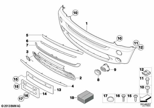 Frontzierleiste OEM 51117032899 für MINI R50, R52, Cooper, One... und mehr. Originaler MINI.