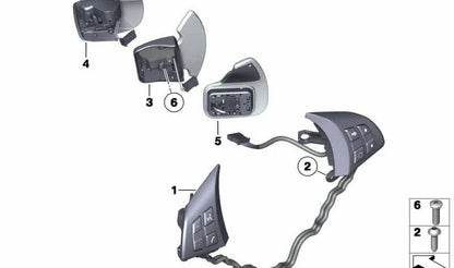 Interruptor multifunción volante OEM 61319249143 para BMW X5 E70, E70N. Original BMW.