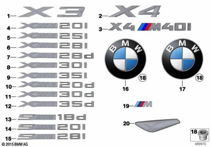 Schriftzug für BMW X4 F26 (OEM 51148065078). Original BMW