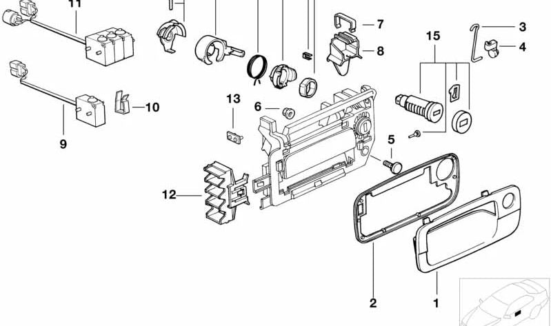 Varilla actuadora izquierda OEM 51211970003 para BMW E31. Pieza original BMW.