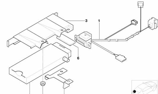 Cable de conexión para teléfono del coche OEM 61128383885 para BMW E39 520d, 520i, 523i. Compatible con versiones manuales y automáticas. Original BMW.