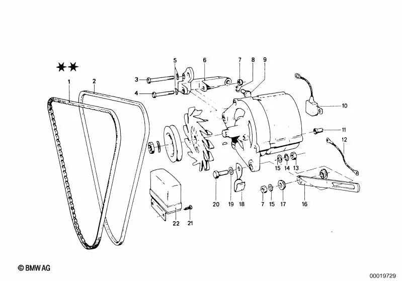 Correa trapezoidal para BMW Serie 3 E30, Serie 5 E28 (OEM 11511711091). Original BMW