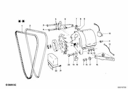 Correa trapezoidal para BMW Serie 3 E30, Serie 5 E28 (OEM 11511711091). Original BMW