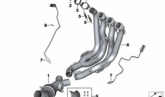 HP Titan Union Tube Sistema di scarico OEM 18518523998 per motociclette BMW S 1000 RR, S 1000 R e HP4. BMW MOTORAD originale.
