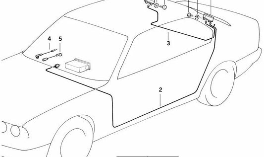 Câble d'antenne OEM 65248355137 pour BMW E34 et E32. Longueur 2570 mm. Compatible avec les systèmes d'antenne-diversité. BMW d'origine.