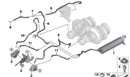 Tubo de vacío amarillo OEM 11657597696 para BMW F07, F10, F01, F02, F04, E70, E71, E72. Original BMW.
