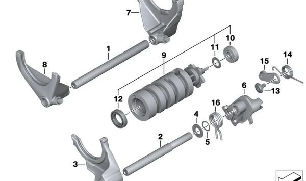 Guía de cambio OEM 23317681444 para BMW Motorrad R nineT, Pure, Scrambler y HP2 Enduro/Megamoto. Compatible con modelos RK21, RK22, RK23, RK25. Original BMW Motorrad.