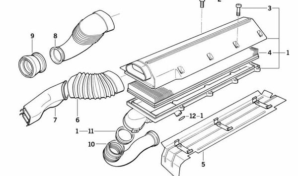 Manguito de admisión OEM 13712244221 para BMW E36, Z3. Original BMW.