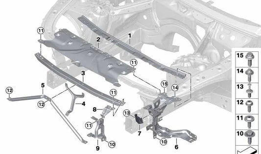 Soporte izquierdo superior para compuerta de aire OEM 51647480341 para BMW F91, F92, F93, G14 {M8 Competition, 840d xDrive}. Original BMW.