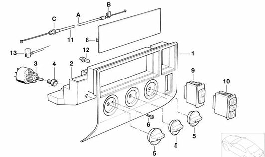Rear window heating / air conditioning / recirculation OEM 61318371020 for BMW E36. Original BMW.