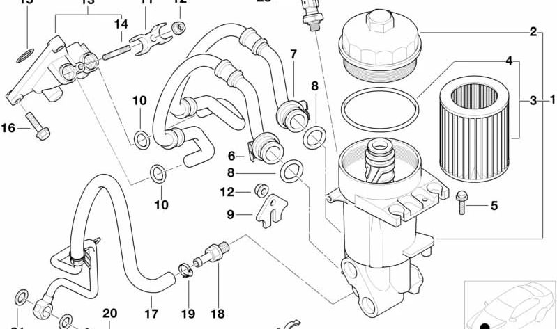 Tubo de presión aceite OEM 11427504294 para BMW X5 E53 4.4i y 4.6is (FB41, FB42, FB43, FB01, FB02, FB03). Compatible con motores M62 y M62S. Original BMW.