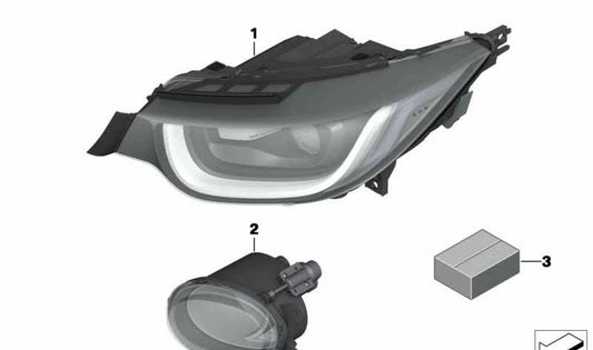 Faro delantero derecho LED OEM 63117448392 para BMW i3 (I01). Pieza original BMW.