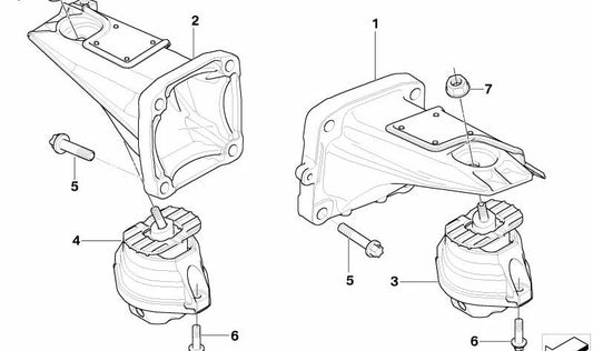 RIGHT MOTOR SUPPORT 22112282628 for BMW E60, E61, E63 and E64. Original BMW piece.