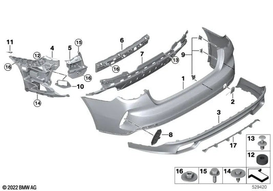 Rear right bumper bracket for BMW 4 Series G26 (OEM 51128737072). Original BMW