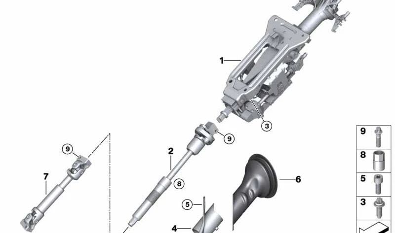 Mecanismo de ajuste eléctrico de la columna de dirección OEM 32306786254 para BMW E70, E71, E72. Original BMW.