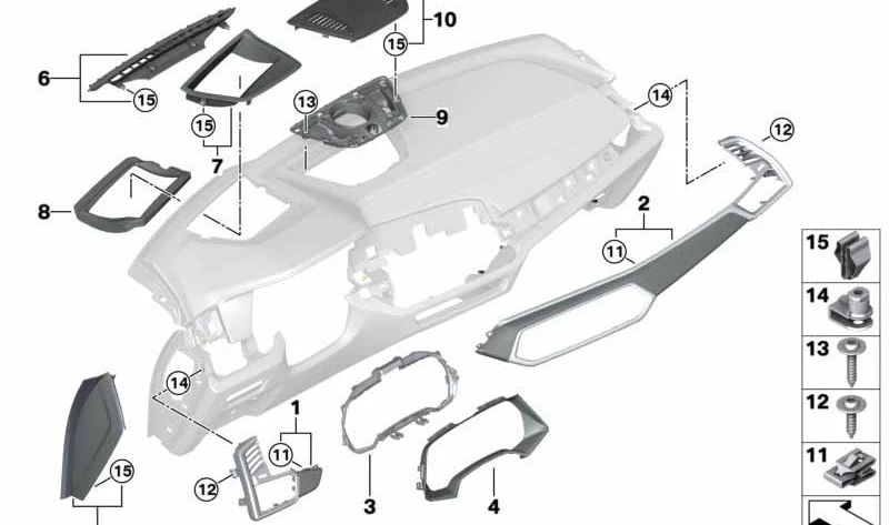 O condutor de fibra de conduta I-Tafel para BMW X5 F95, G05 X6 F96, G06 (OEM 51458745376). BMW original
