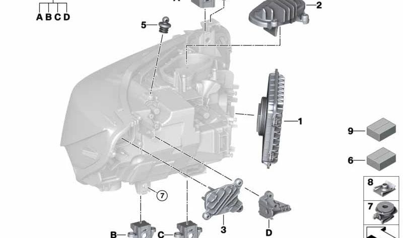 Módulo LED luz diurna derecha OEM 63117493228 para BMW F80, F32, F33, F36, F82, F83. Original BMW.