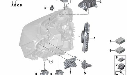 Módulo LED luz diurna derecha OEM 63117493228 para BMW F80, F32, F33, F36, F82, F83. Original BMW.